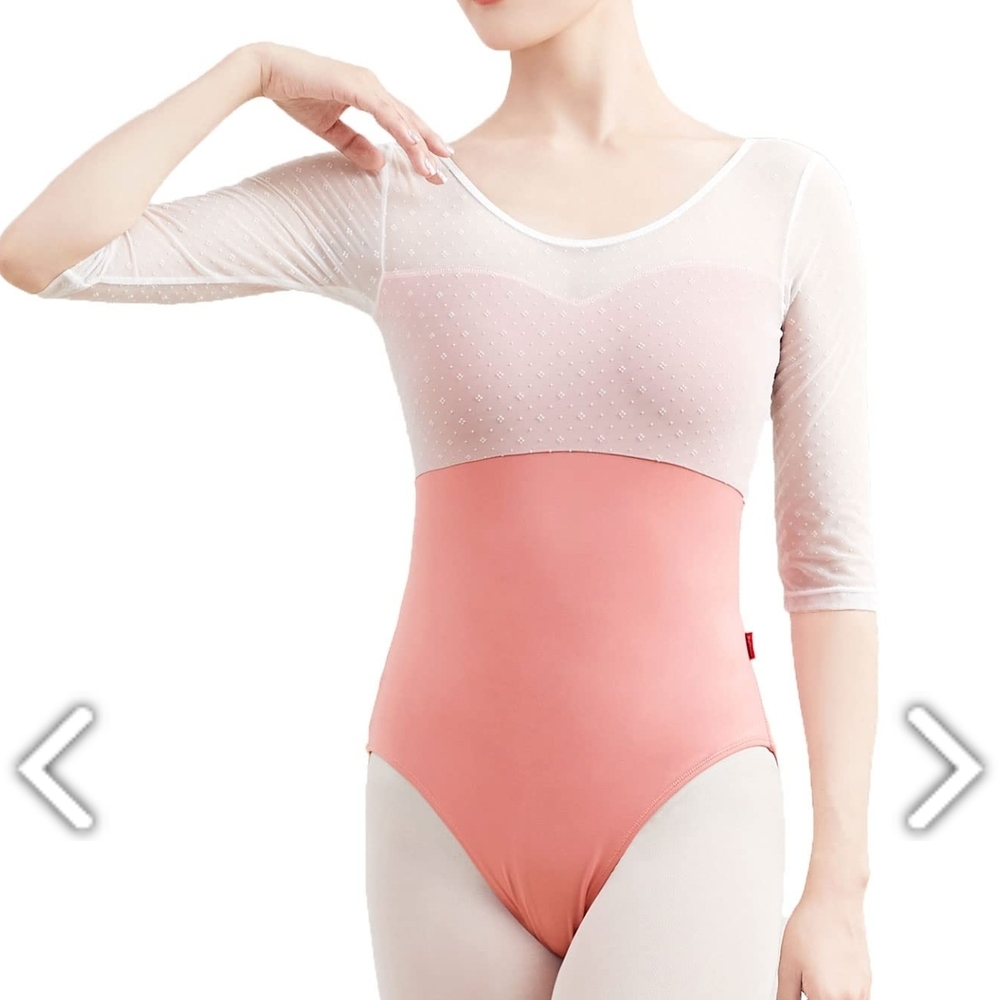 Daydance Salmon & White Lace Leotard Size Medium